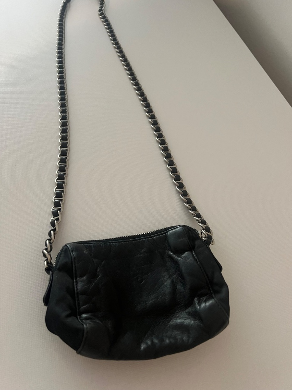 Prada Mini Leather Crossbody Bag with chain /leather strap - Picture 2 of 6